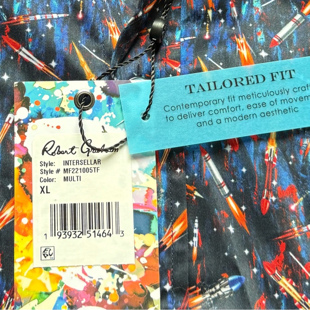 Robert Graham Tailored Fit Men’s Long Sleeve Dress Shirt. XL multi-colored